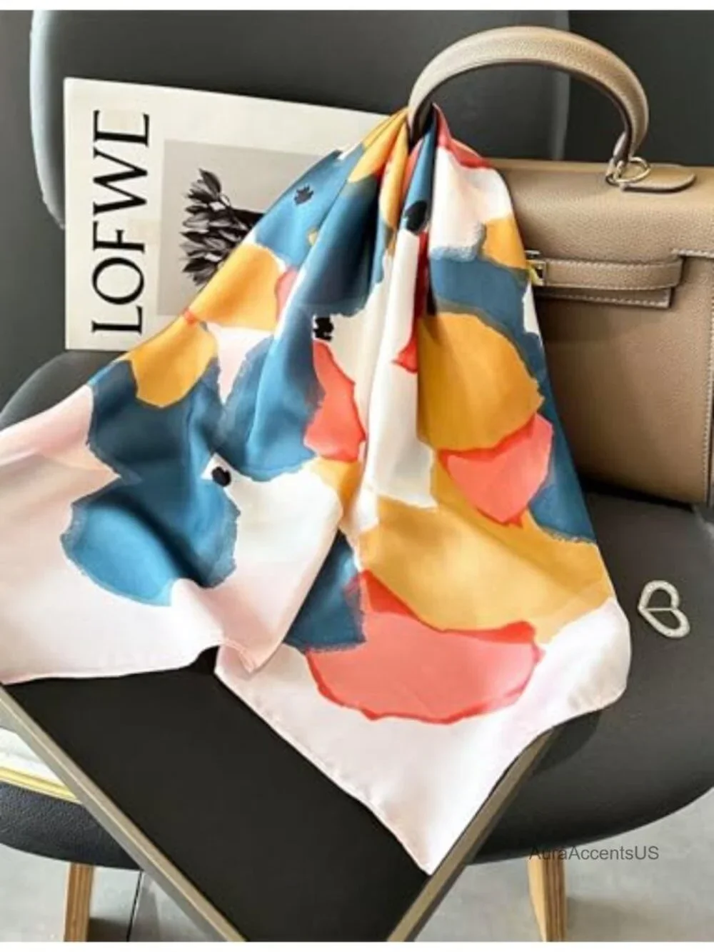 Vintage Square Silk Satin Scarf Lightweight Fashion Head Neck Scarf